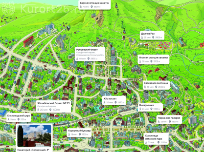 Санаторий «Солнечный» Кисловодск — карта расположения